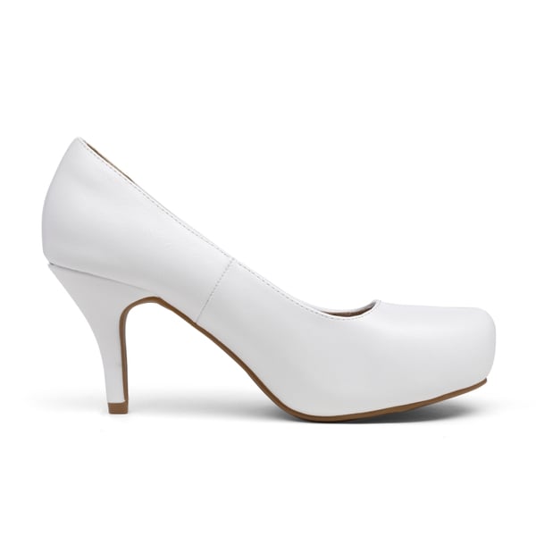 Classic Closed Toe 3 Inch Heels Pumps - WHITE PU - 1